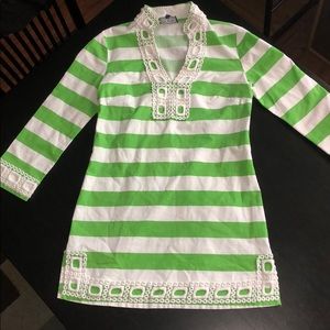 Sail To Sable Green and White Tunic Dress Size M